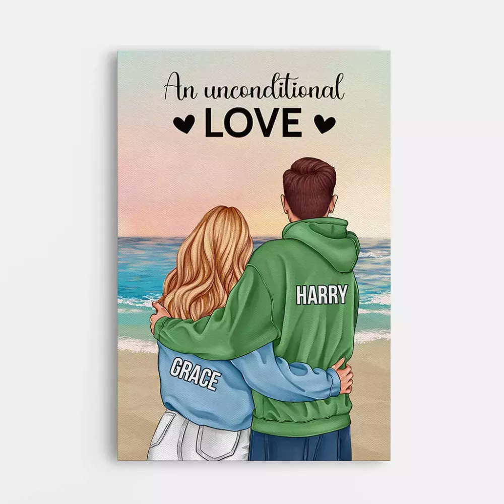 personalised an unconditional love canvas for couple