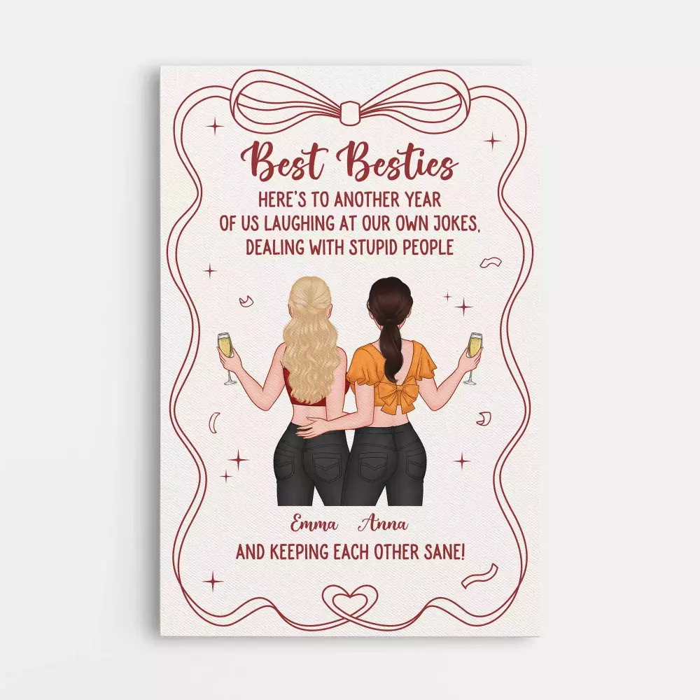 personalised best besties canvas for female best friends