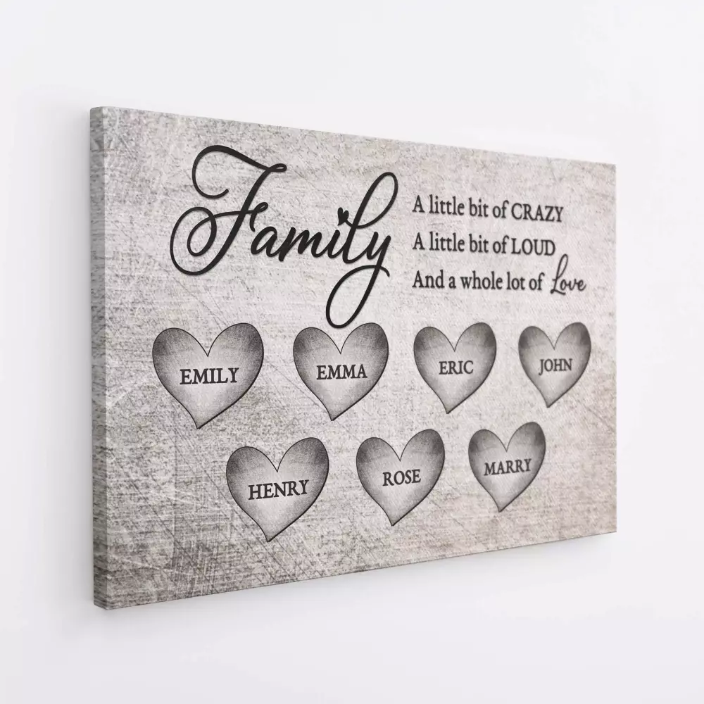 personalised family a whole lot of love canvas with names 1