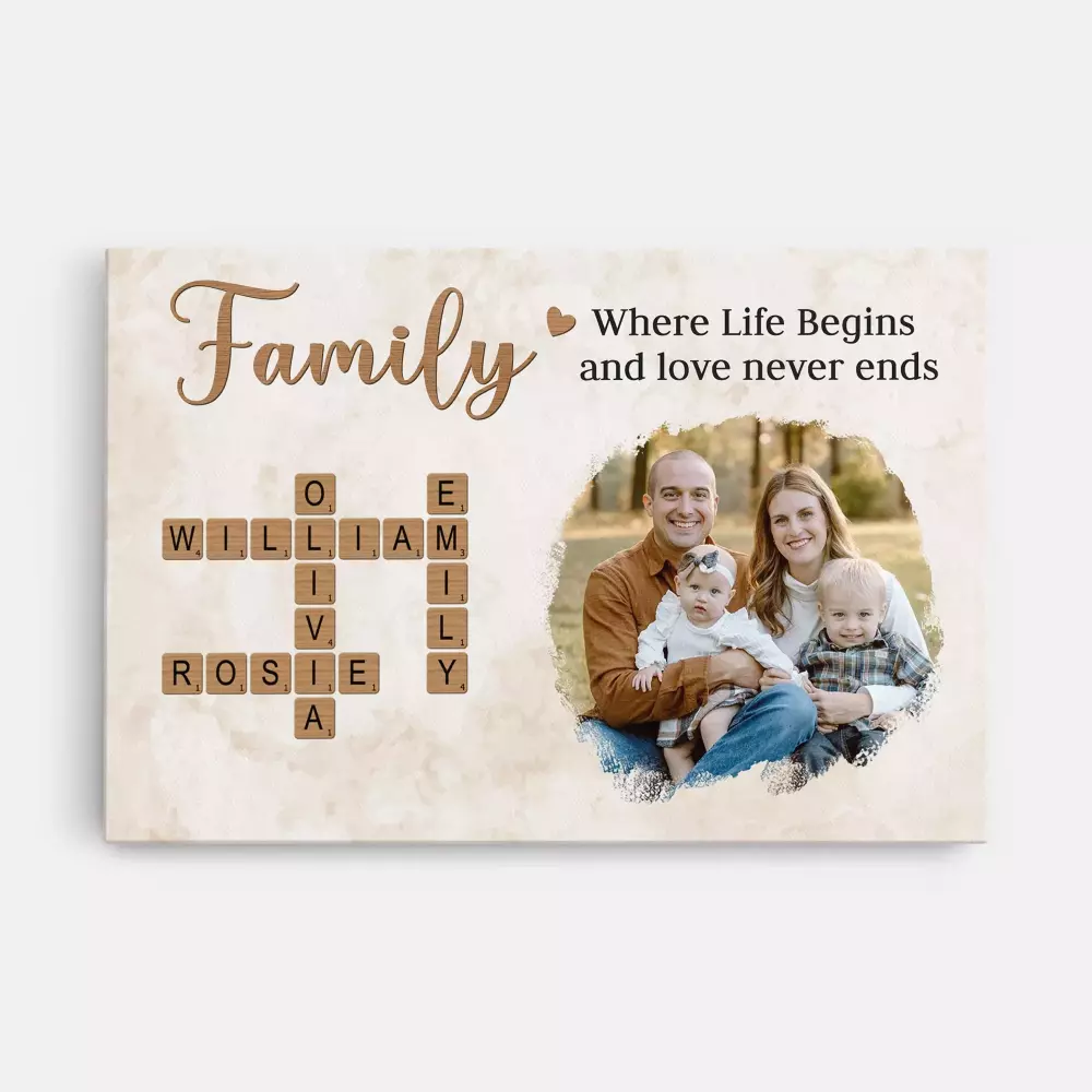 personalised family crossword photo canvas 1