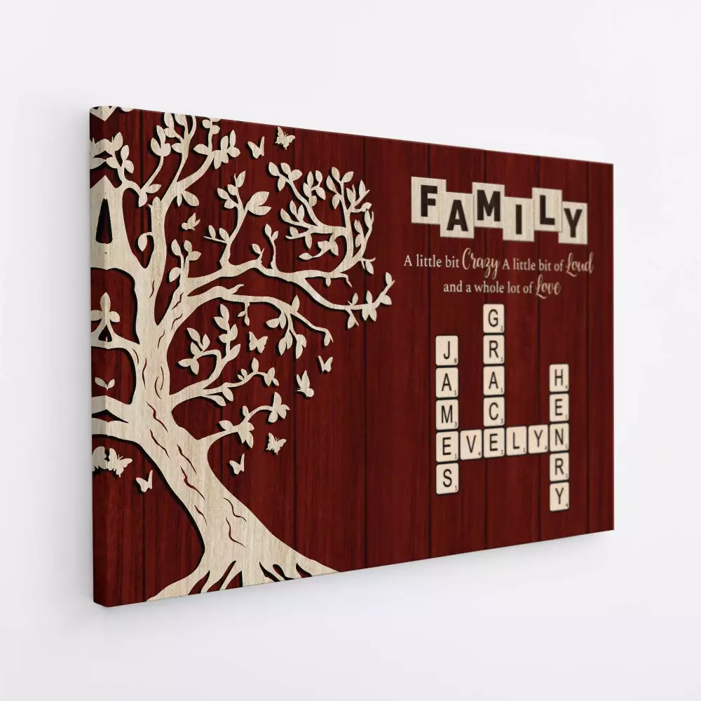 personalised family name crossword canvas wall art 1