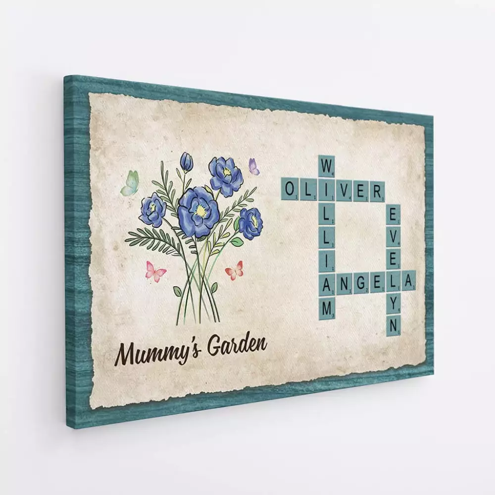 personalised grandma s garden crossword design canvas 1