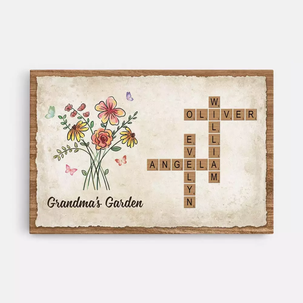 personalised grandma s garden crossword design canvas