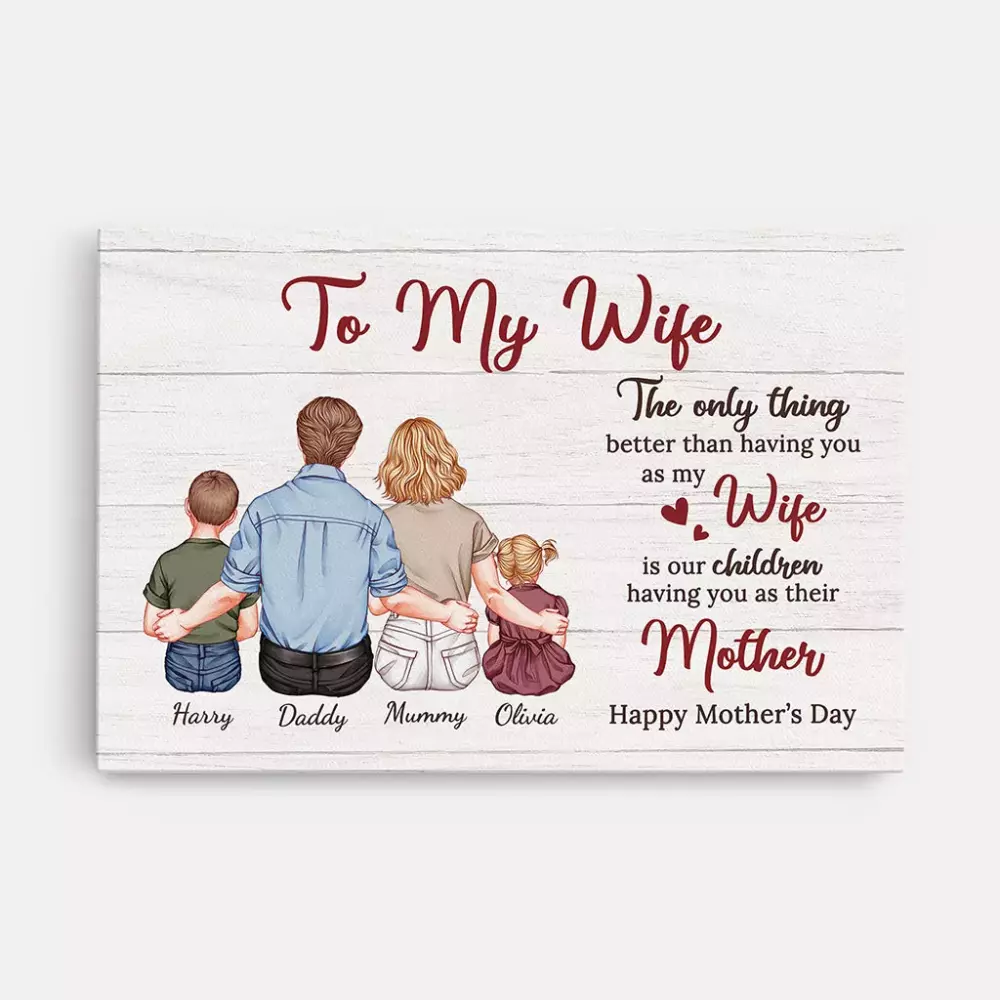 personalised happy mother s day to my wife canvas