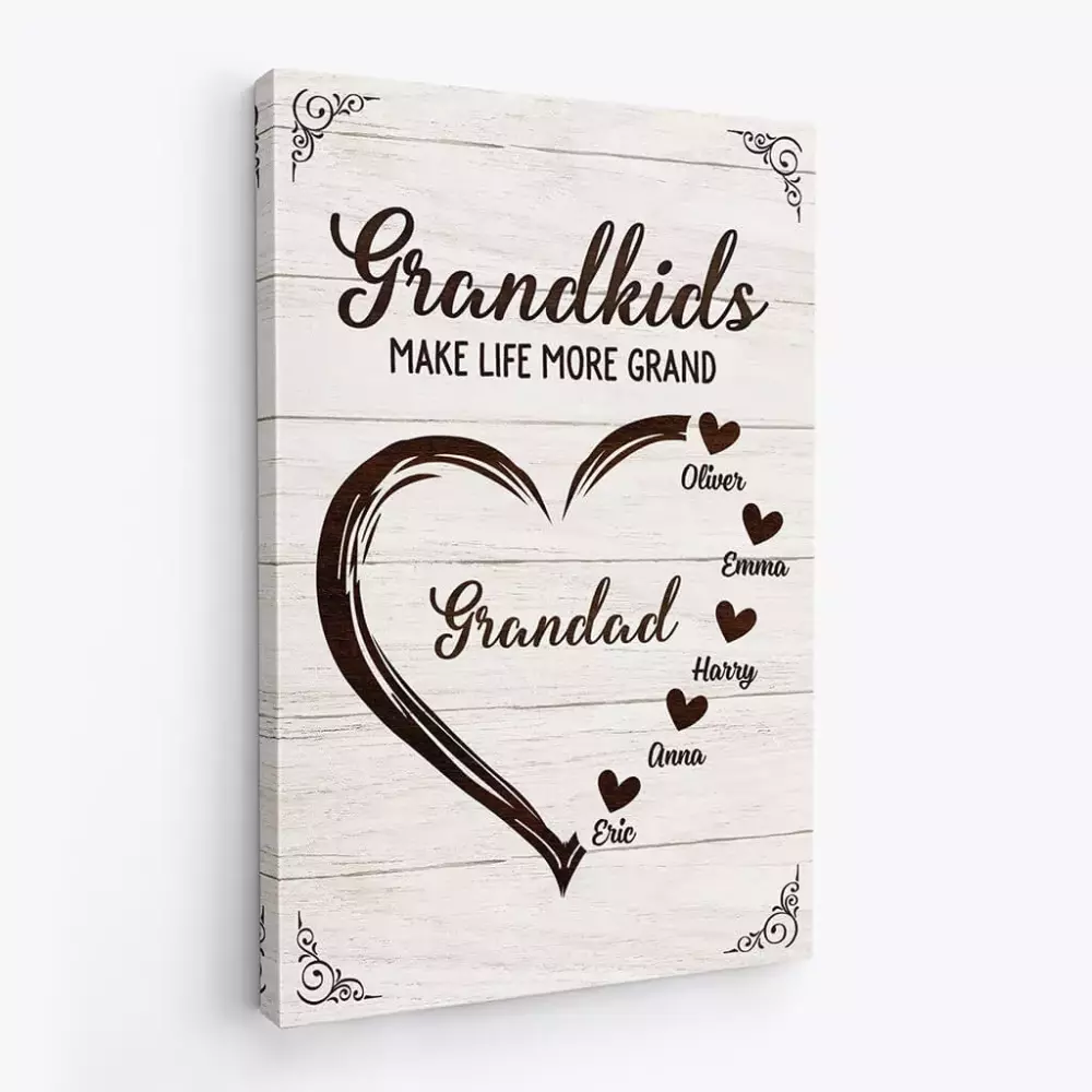 personalised heart grandkids make life more grand canvas 1
