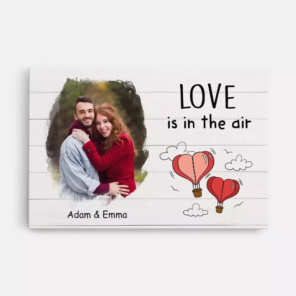 personalised love is in the air photo canvas for couple