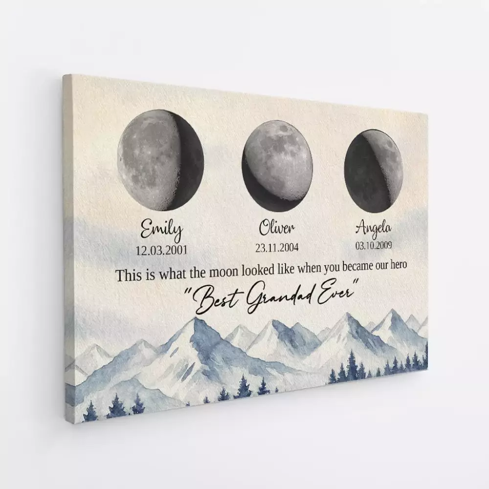 personalised moon phases canvas for best grandma grandad ever 1
