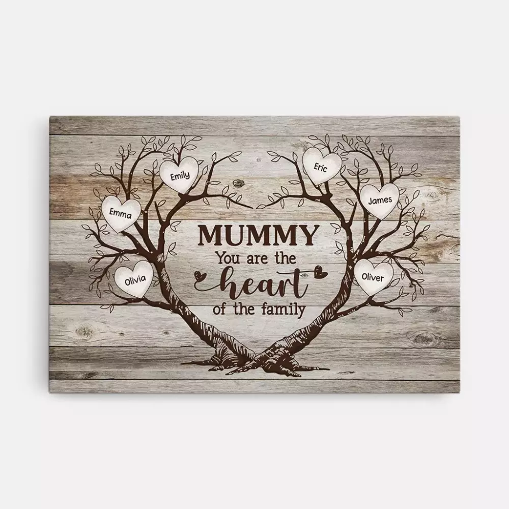 personalised mum you are the heart of our family canvas