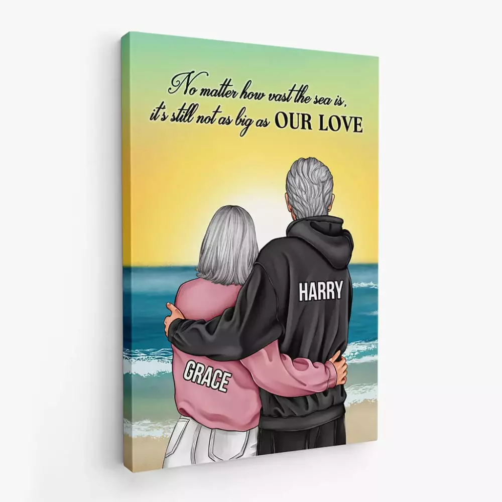 personalised no matter how vast the sea is it s still not as big as our love canvas 1