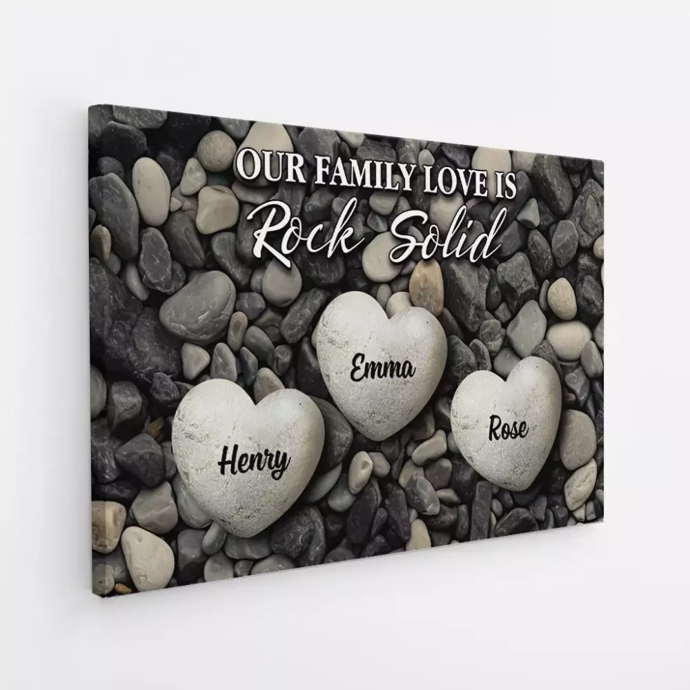 personalised our family love is rock solid canvas 1