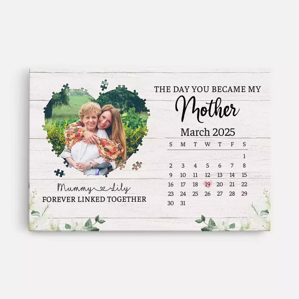 personalised the day you became my mother calendar canvas