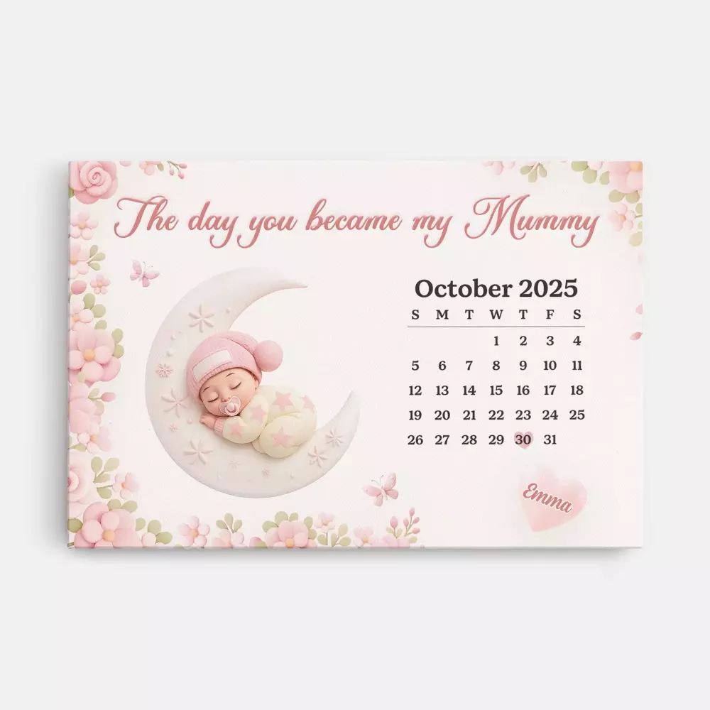 personalised the day you became my mum photo canvas from baby