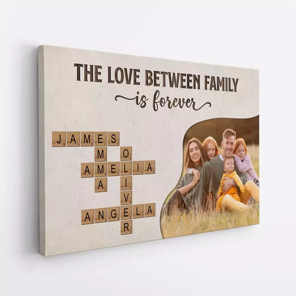 personalised family canvas with crossword puzzle art