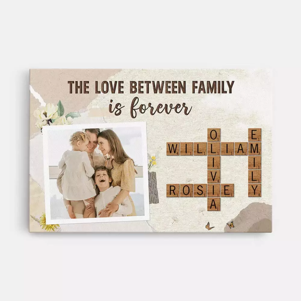 personalised the love between family is forever vintage canvas