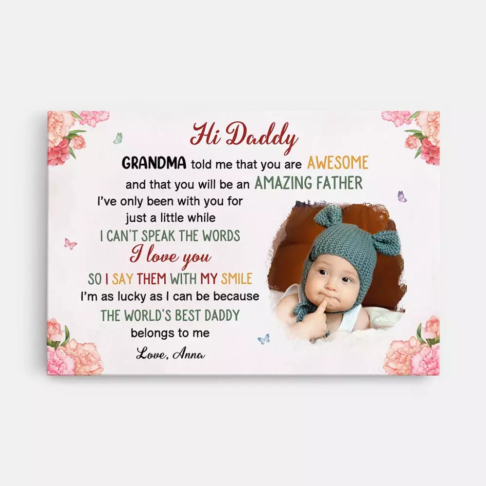 personalised the world s best daddy belongs to me canvas for dad from baby