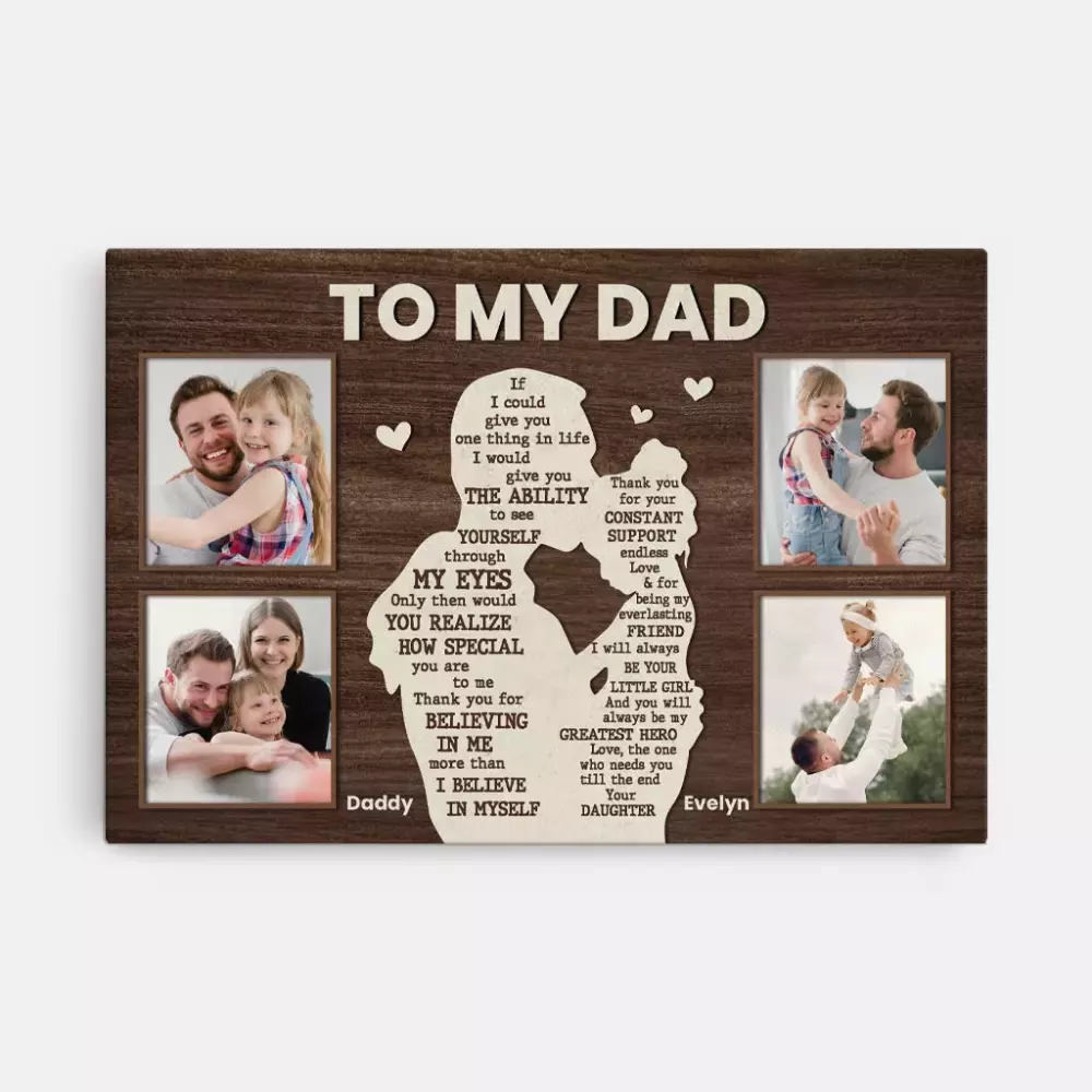personalised to my dad message canvas