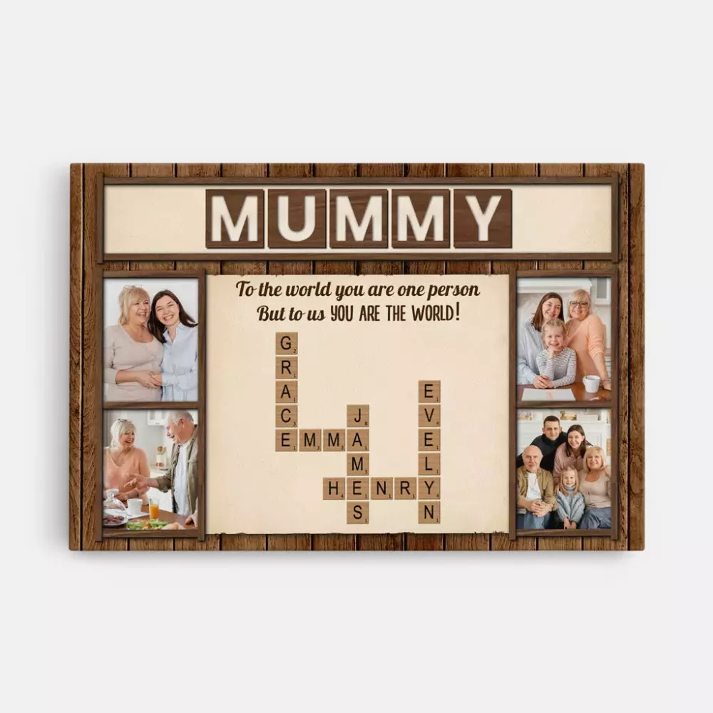 personalised to the world you are a mother crossword photo canvas