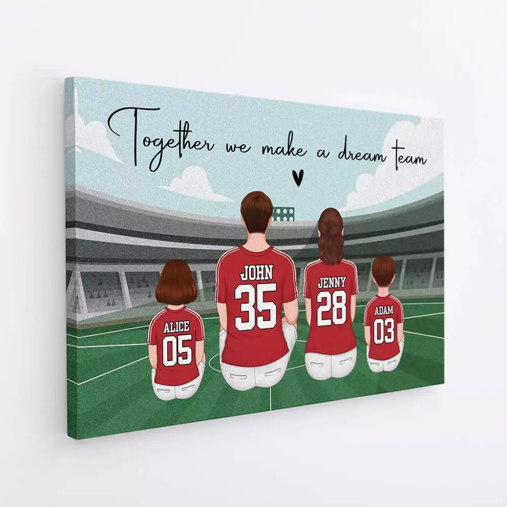 personalised together we make a dream team family canvas 1