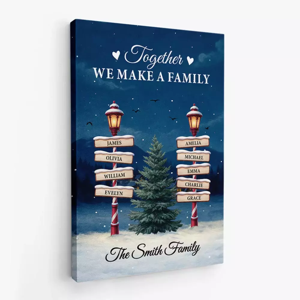 personalised together we make a family christmas canvas 1