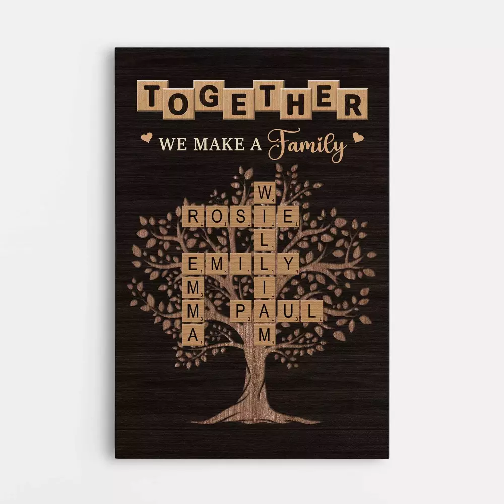 personalised together we make a family crossword camvas