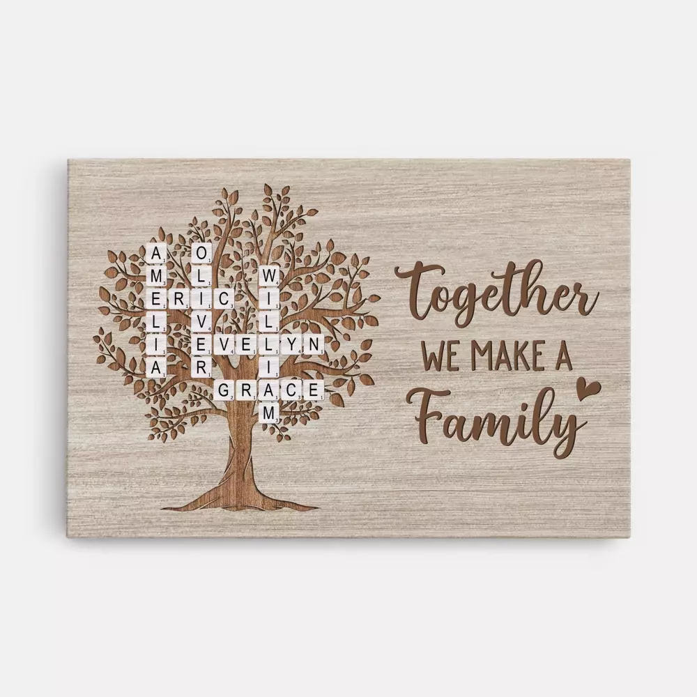 personalised together we make a family crossword canvas 2