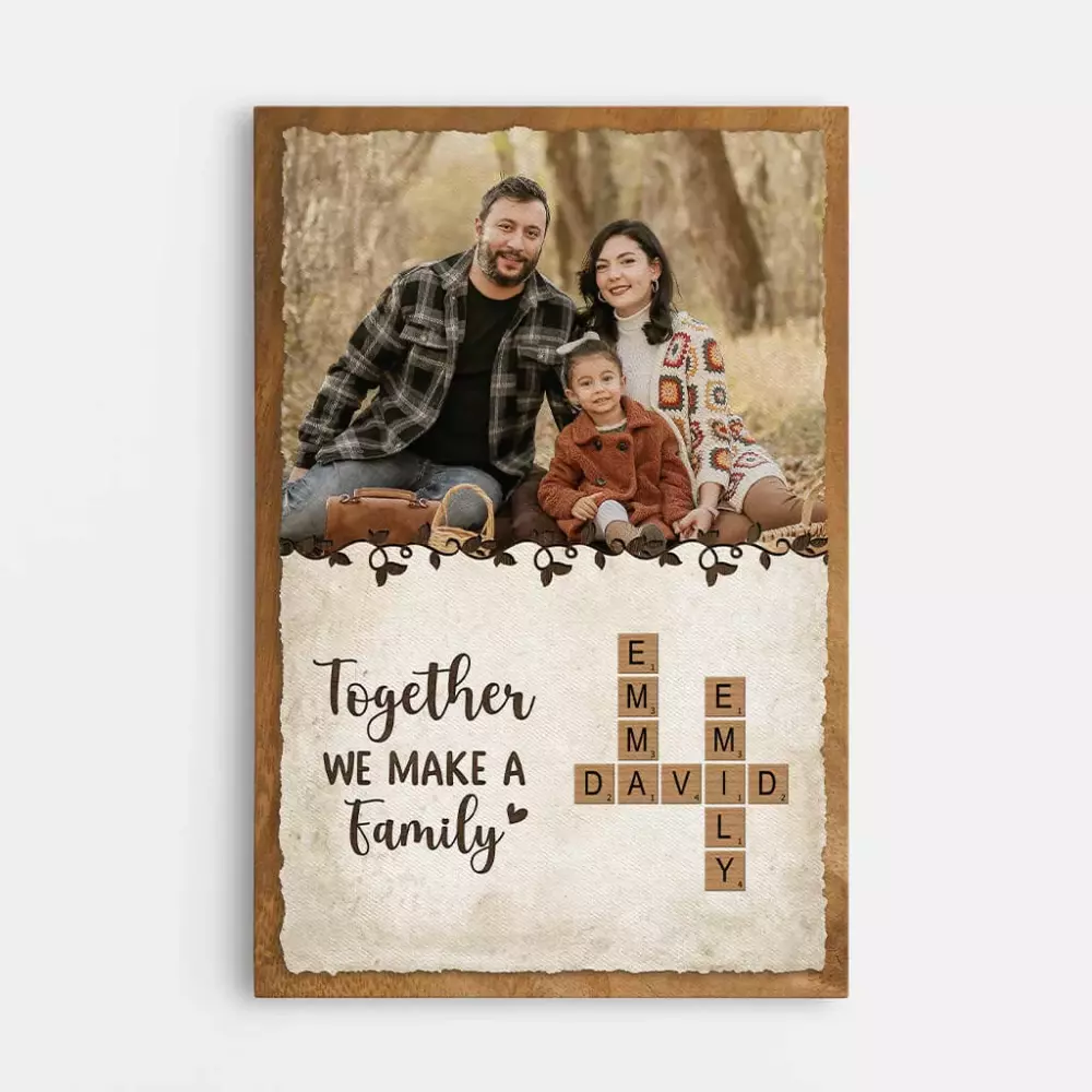 personalised together we make a family crossword canvas for family