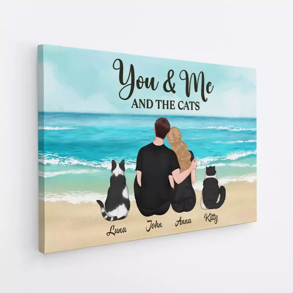 personalised you me and the cats canvas for couple 1