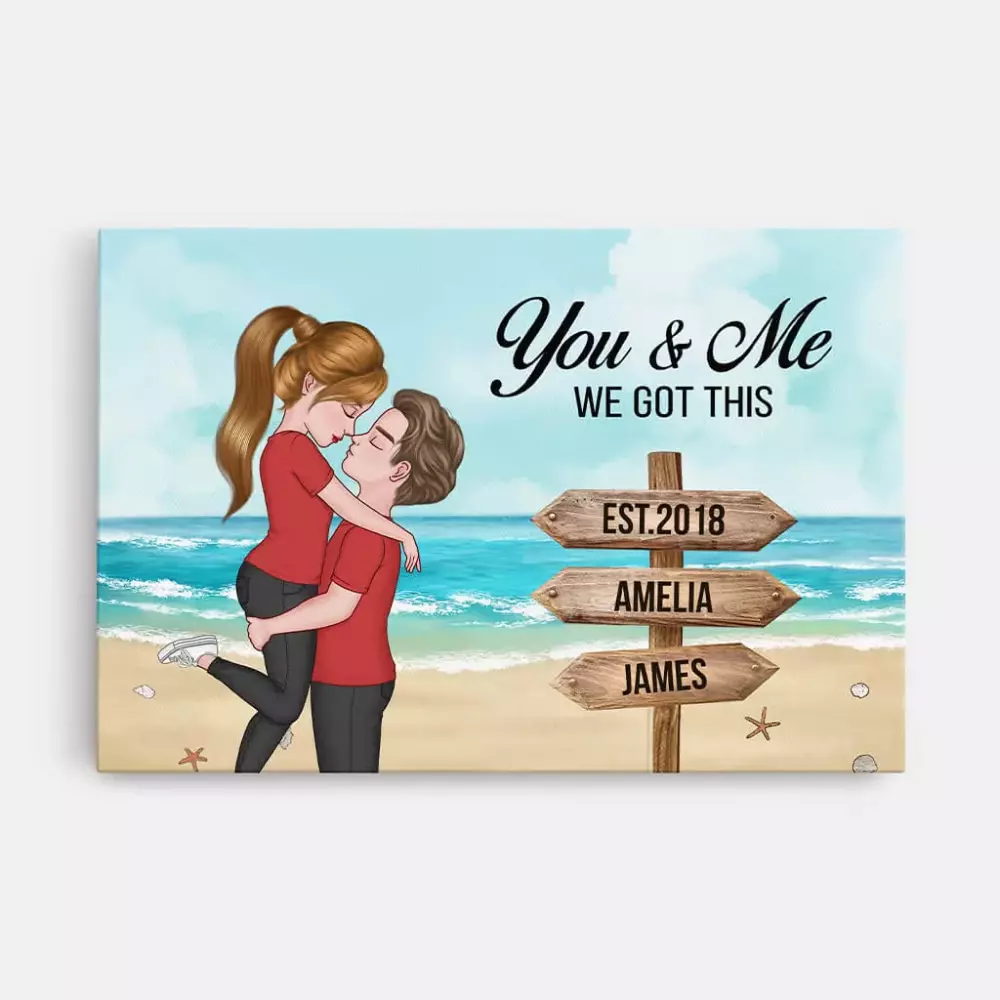 personalised together since couple cartoon canvas 1