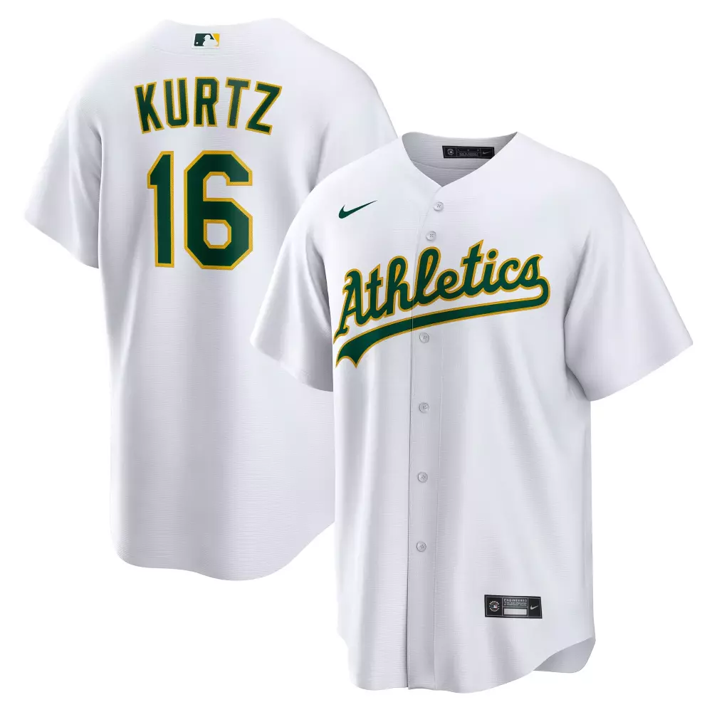 nick kurtz athletics nike home replica jersey white