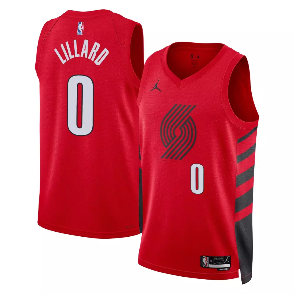 damian lillard portland trail blazers jordan brand unisex swingman jersey red statement edition