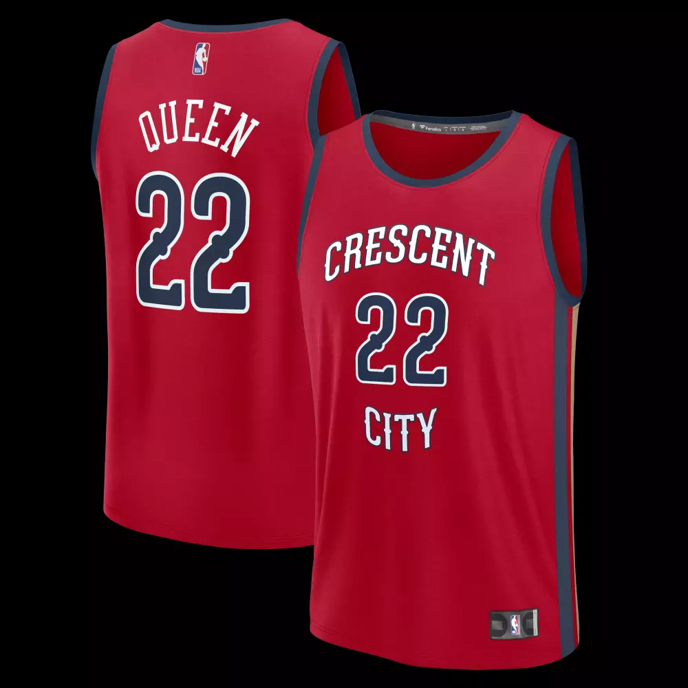 derik queen new orleans pelicans fanatics fast break replica jersey navy icon edition