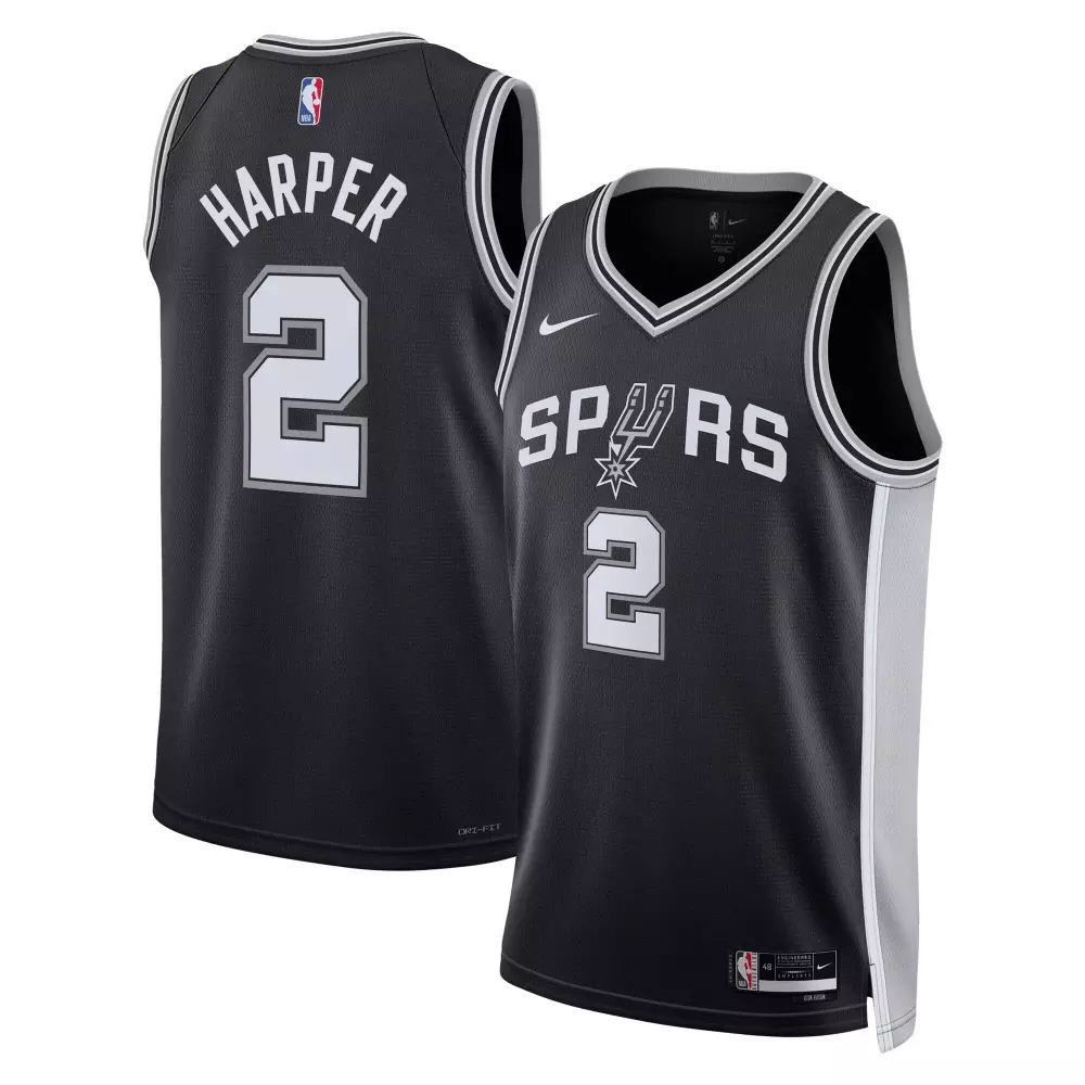 dylan harper san antonio spurs nike unisex 2025 nba draft first round pick swingman jersey icon edition black