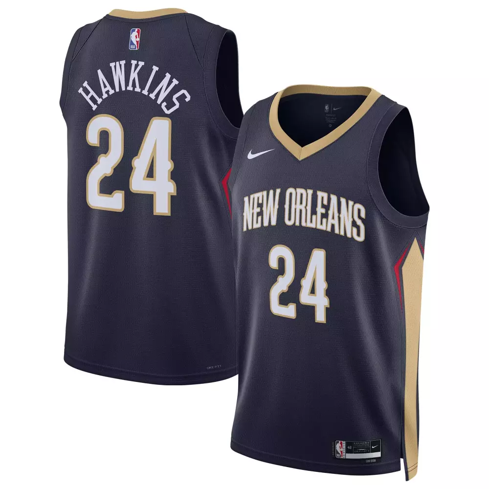 jordan hawkins new orleans pelicans nike unisex swingman jersey icon edition navy