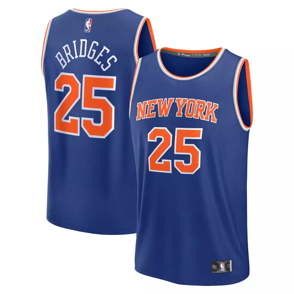 mikal bridges new york knicks fanatics fast break replica player jersey icon edition blue