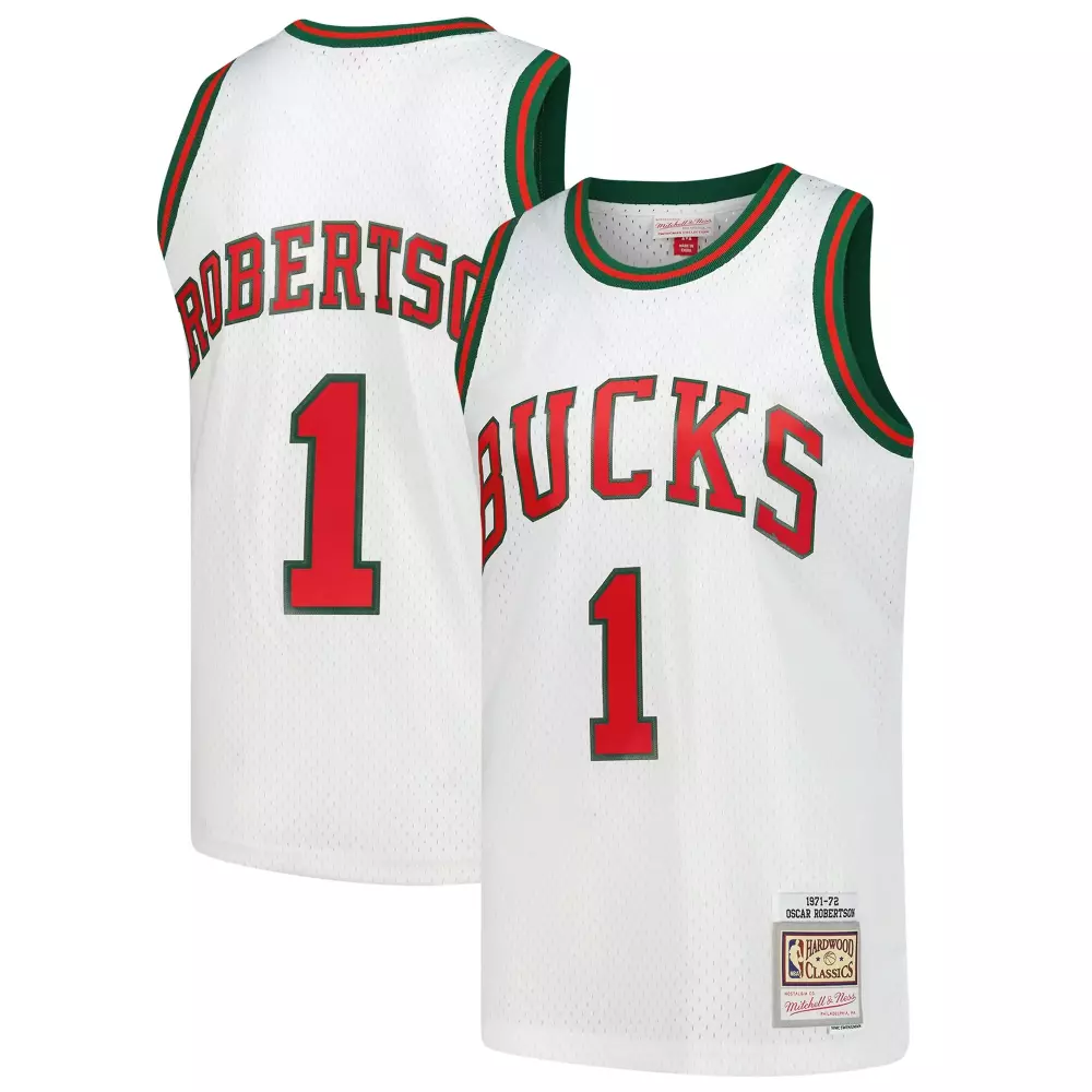 oscar robertson milwaukee bucks mitchell ness hardwood classics swingman jersey white