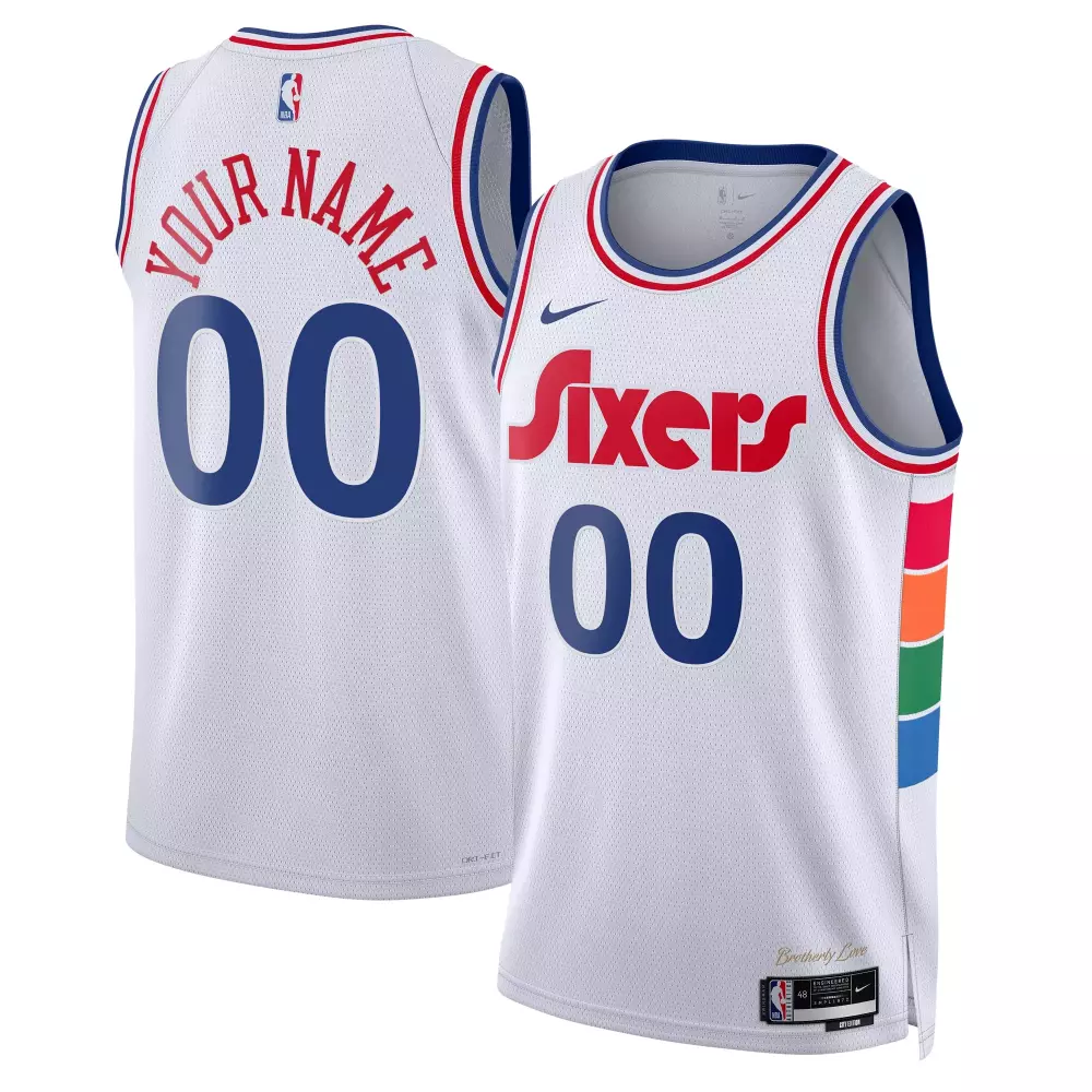 philadelphia 76ers nike unisex 2024 25 custom swingman jersey city edition white