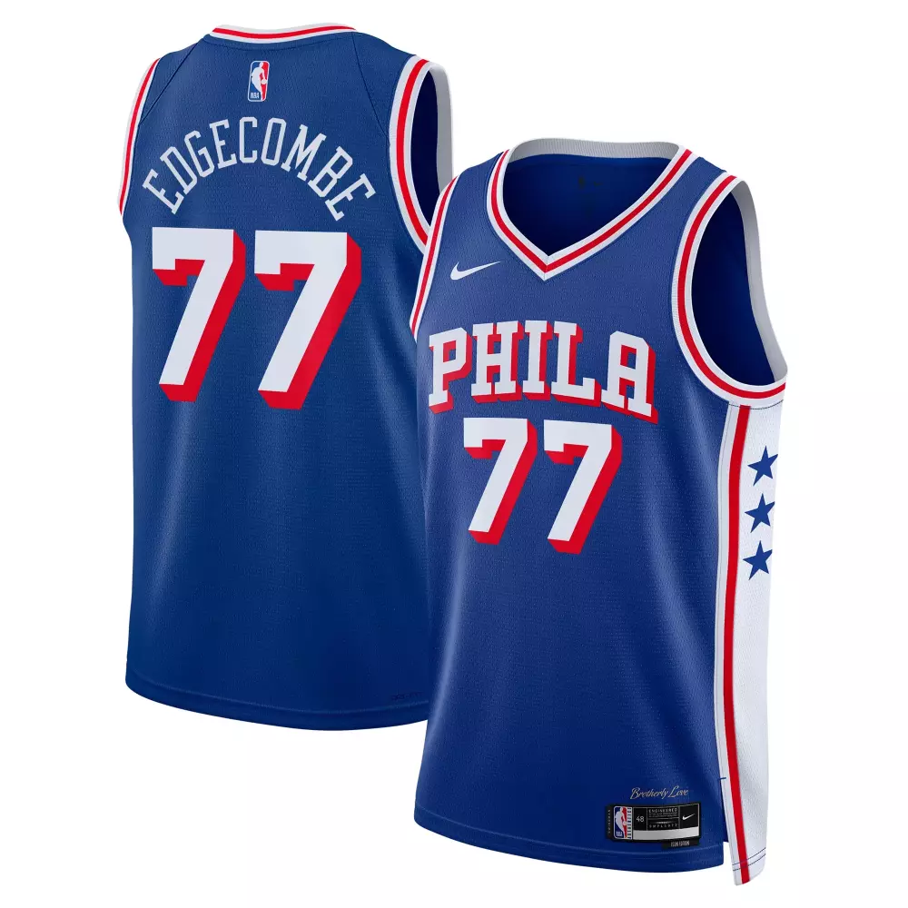 v j edgecombe philadelphia 76ers nike unisex 2025 nba draft first round pick swingman jersey icon edition royal