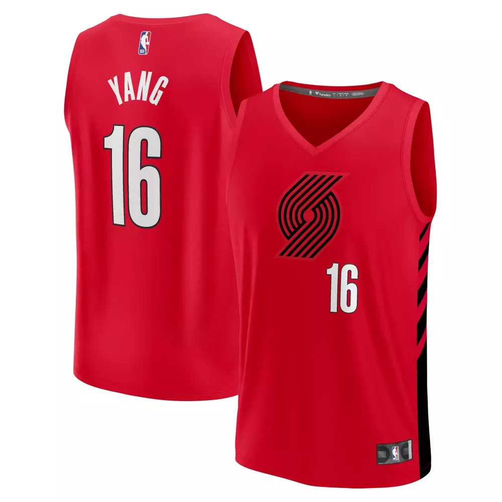 yang hansen portland trail blazers fanatics fast break replica jersey red statement edition