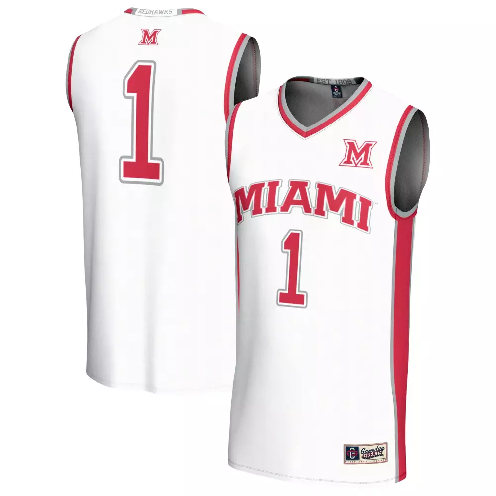 1 miami university redhawks gameday greats unisex lightweight collegiate basketball fashion jersey white