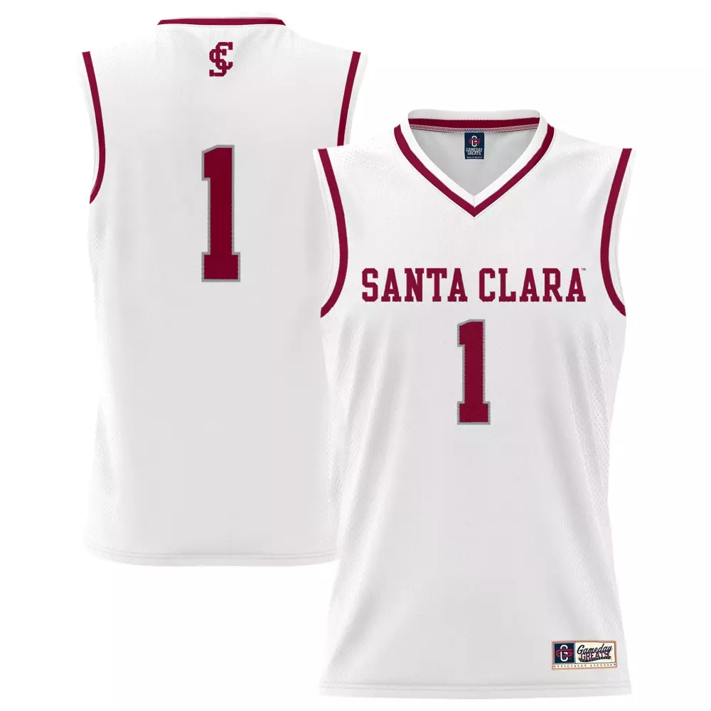 1 santa clara broncos gameday greats unisex lightweight collegiate basketball fashion jersey white