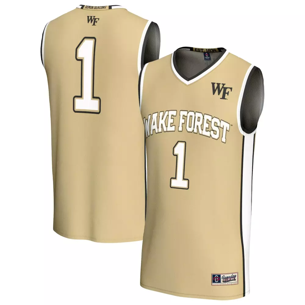 1 wake forest demon deacons gameday greats unisex lightweight basketball fashion jersey gold