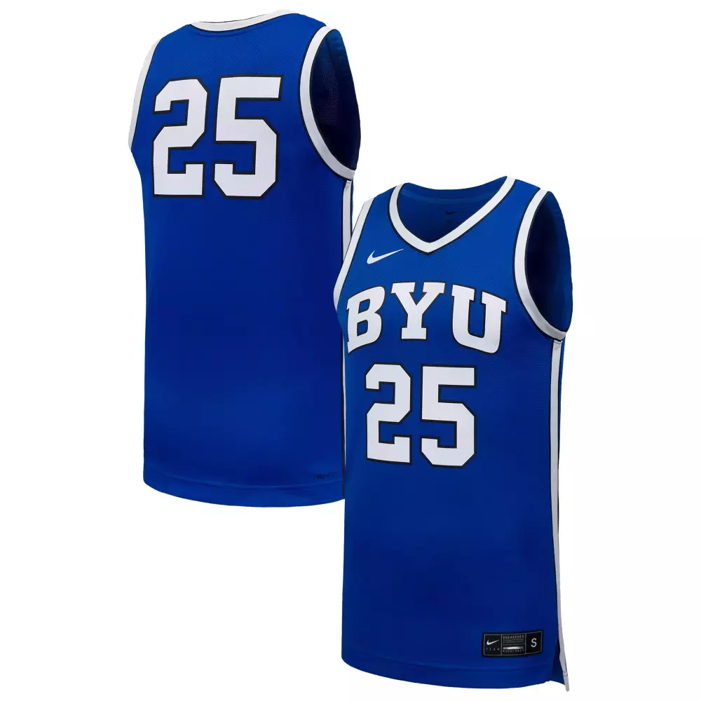 25 byu cougars nike replica basketball jersey royal