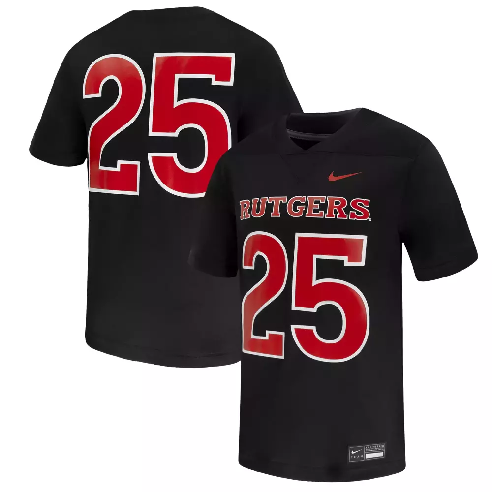 25 rutgers scarlet knights nike untouchable replica game jersey black