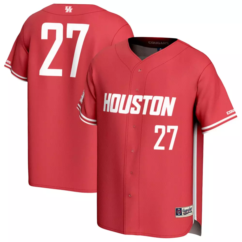 27 houston cougars gameday greats adult lightweight collegiate baseball fashion jersey red
