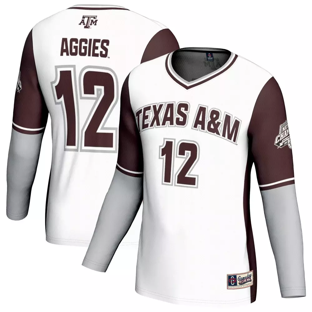 texas a m aggies gameday greats unisex 2025 ncaa volleyball national champions commemorative fashion jersey white
