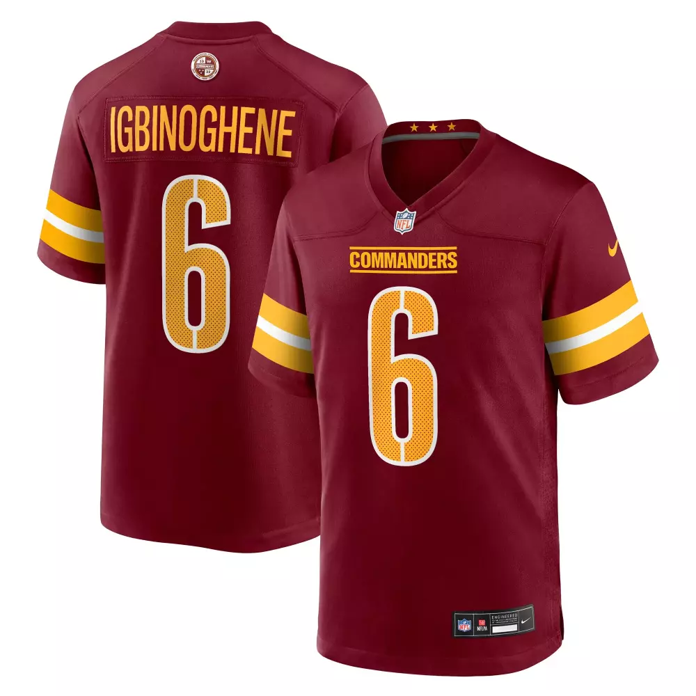 noah igbinoghene washington commanders nike team game jersey burgundy
