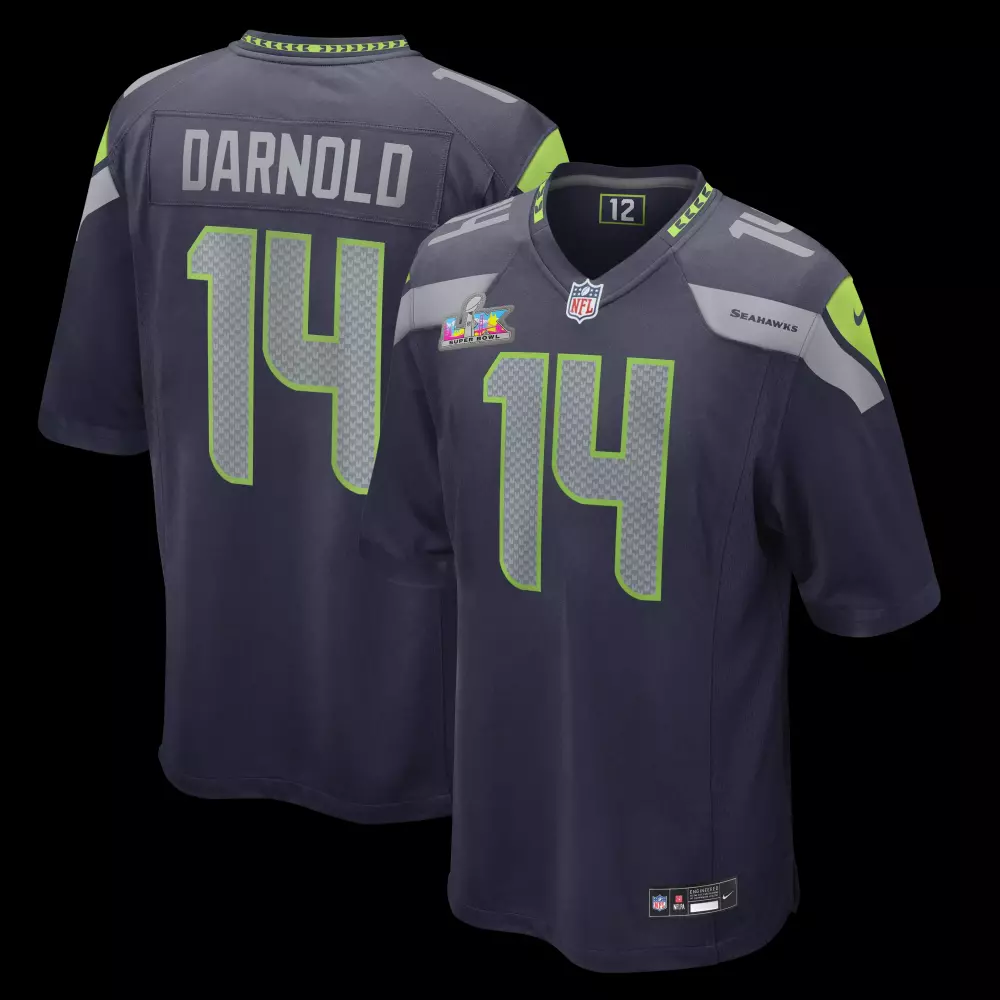 sam darnold seattle seahawks nike super bowl lx patch carbon fashion game jersey black