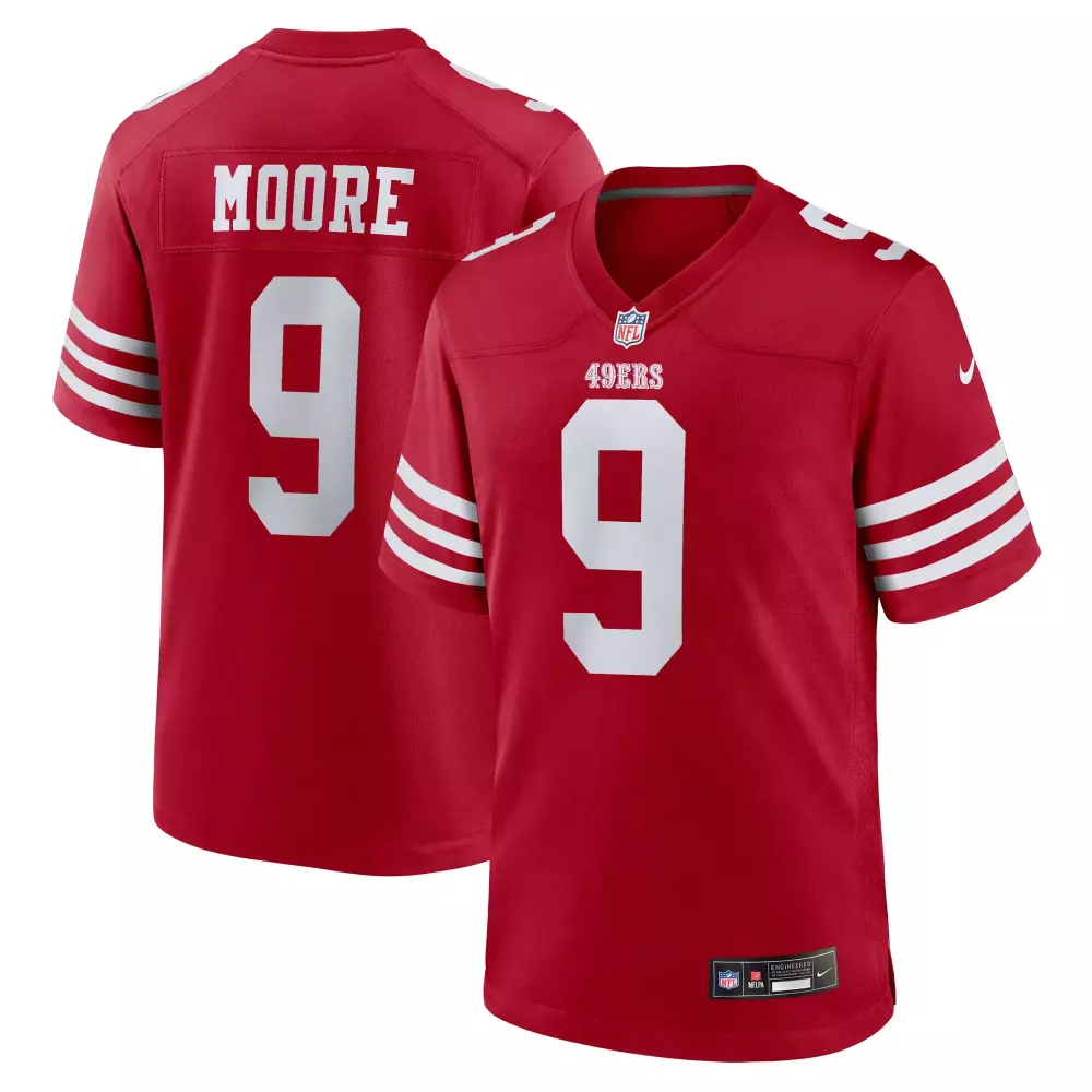 skyy moore san francisco 49ers nike team game jersey scarlet
