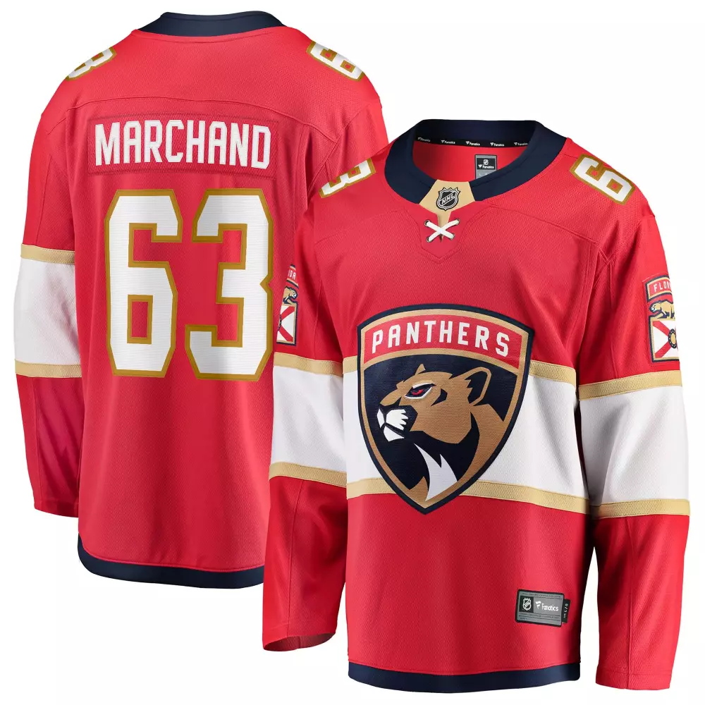 brad marchand florida panthers fanatics home breakaway jersey red