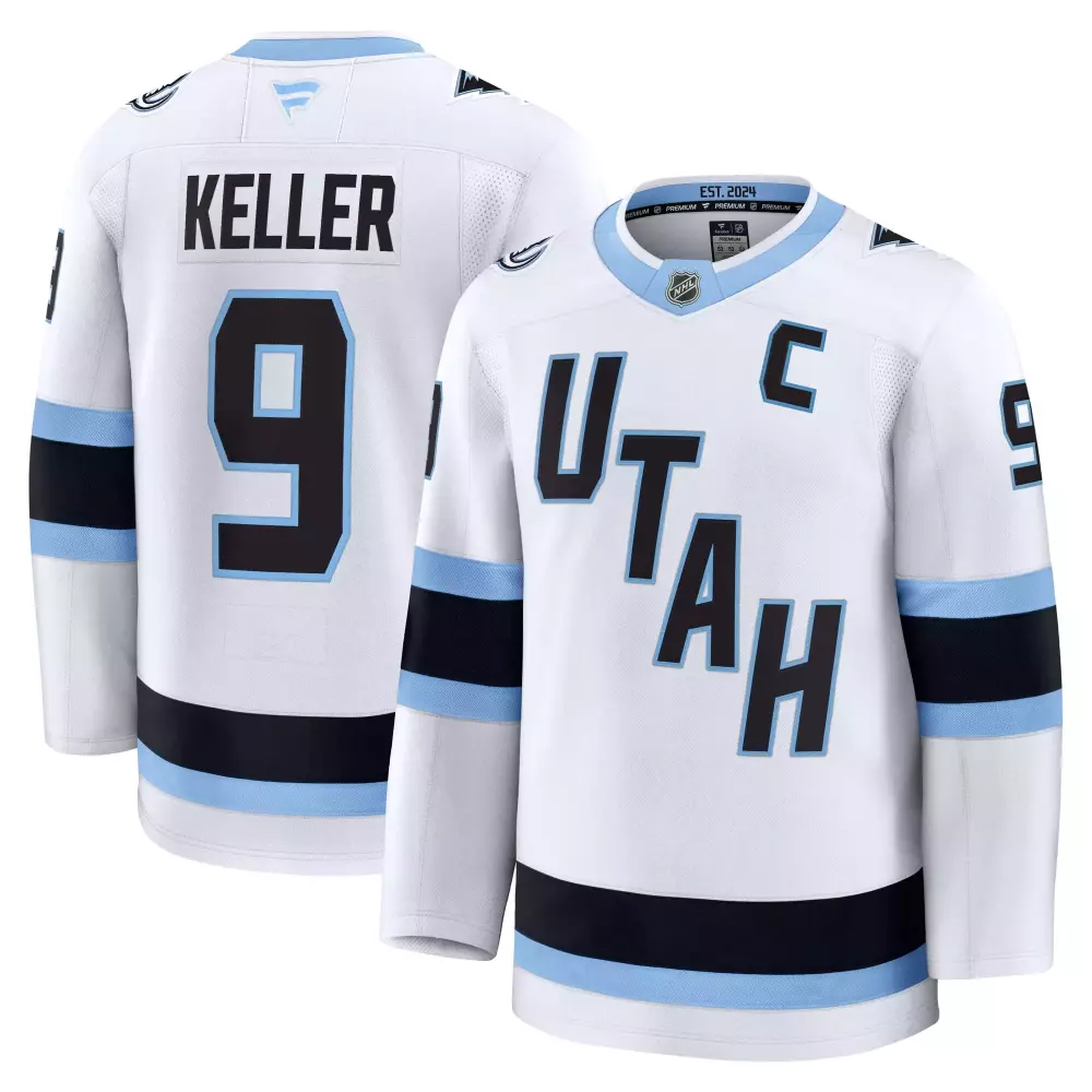 clayton keller utah mammoth fanatics away premium player jersey white